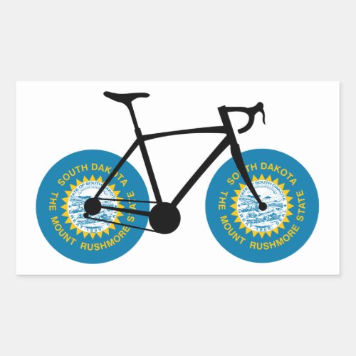 South Dakota Flag Cycling Rectangular Sticker