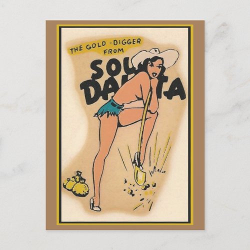 South Dakota Gold Digger Pin Up Girl  Postcard