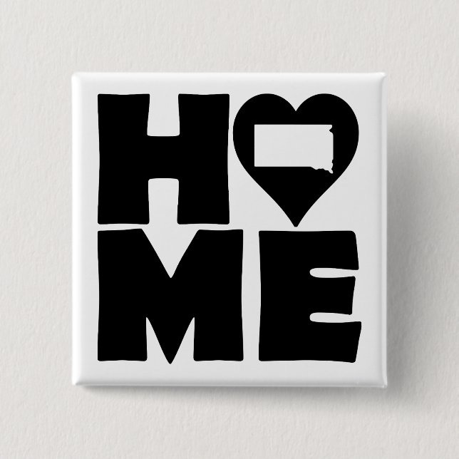 South Dakota Home Heart State Button Badge Pin (Front)