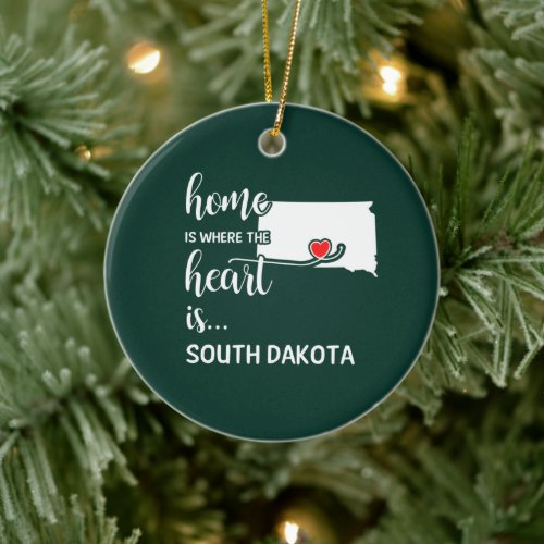 South Dakota home is where the heart is Ceramic Ornament