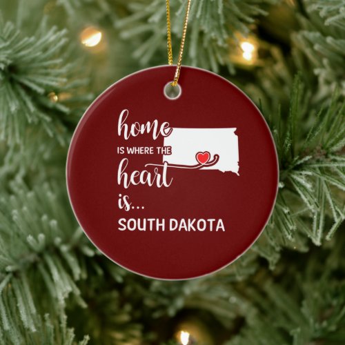 South Dakota home is where the heart is Ceramic Ornament