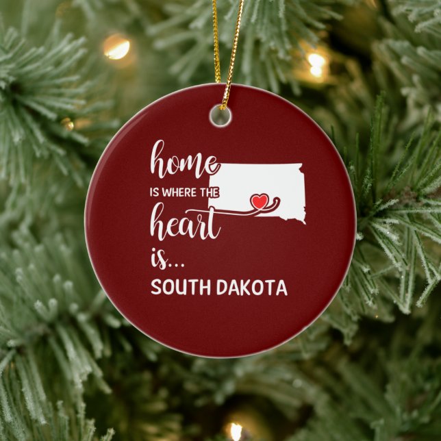 South Dakota home is where the heart is Ceramic Ornament (Tree)