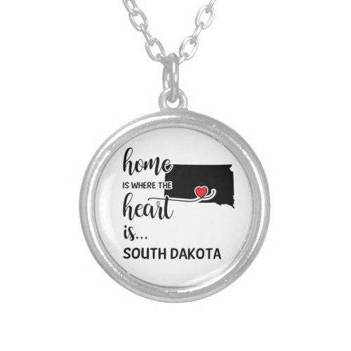 South Dakota home is where the heart is Silver Plated Necklace
