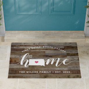 South Dakota Home State Personalized Wood Look Doormat