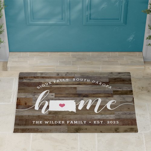 South Dakota Home State Personalized Wood Look Doormat