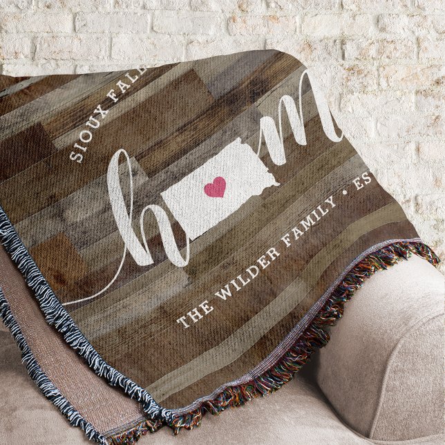 South Dakota Home State Personalized Wood Look Throw Blanket (Creator Uploaded)