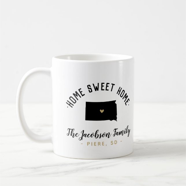 South Dakota Home Sweet Home Family Monogram Mug (Left)