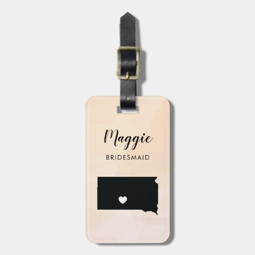 South Dakota Map Luggage Tag Wedding Party Luggage Tag