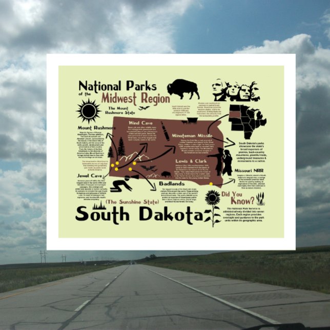 South Dakota Map of National Parks Postcard (Creator Uploaded)