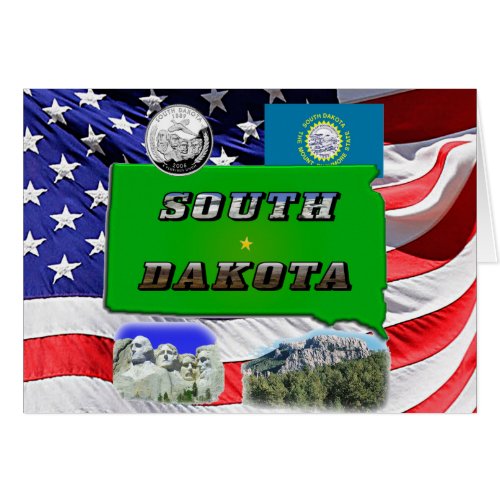 South Dakota Map Photo Text Faux Quarter
