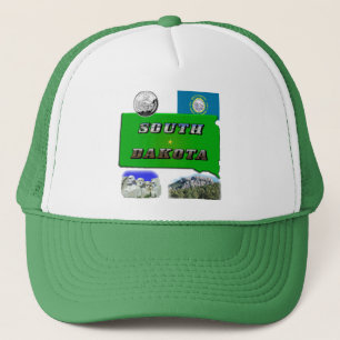 South Dakota Map, Photo Text, Faux Quarter Trucker Hat