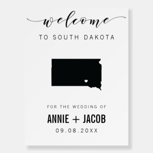 South Dakota Map Wedding Welcome Sign Foam Board