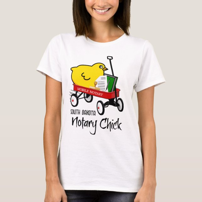 South Dakota Mobile Notary Chick Red Wagon T-Shirt (Front)