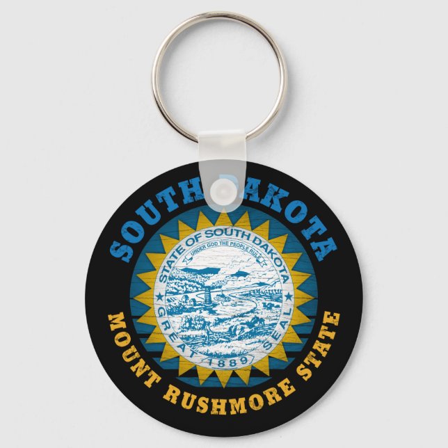 SOUTH DAKOTA MOUNT RUSHMORE STATE FLAG KEYCHAIN (Front)