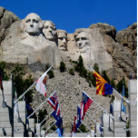 South Dakota Mount Rushmore Statuette<br><div class="desc">Mt Rushmore National Memorial Monument is in South Dakota and is a American patriotic granite sculpture carved into the mountain. It features four famous and beloved past United States presidents, George Washington, Theodore Roosevelt, Thomas Jefferson, and Abraham Lincoln. This photo souvenir shows the Avenue of Flags, displaying flags of all...</div>