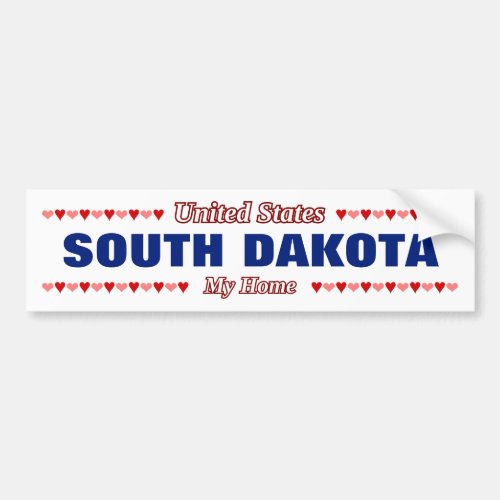 SOUTH DAKOTA _ My Home _ United States Hearts Bumper Sticker