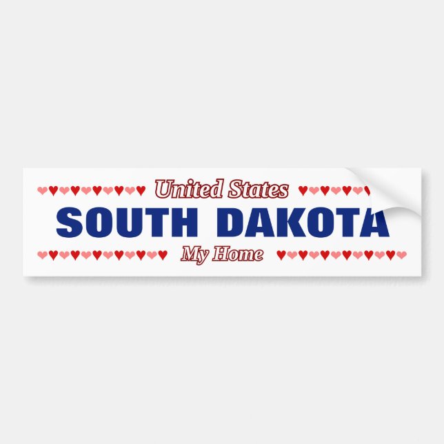 SOUTH DAKOTA - My Home - United States; Hearts Bumper Sticker (Front)
