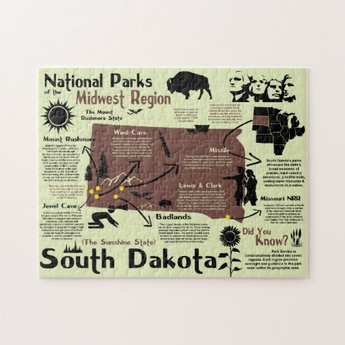 South Dakota National Parks Infographic Map Jigsaw Puzzle