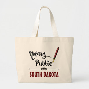 South Dakota Notary Public Ink Pen Large Tote Bag