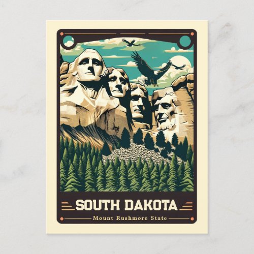 South Dakota  Patriotic Spirit Vintage Postcard