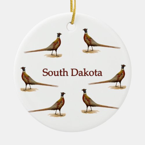 South Dakota Pheasants Ceramic Ornament