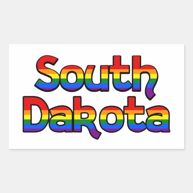 South Dakota Rainbow text Stickers (Front)
