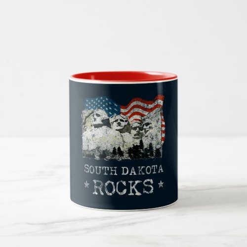 South Dakota Rocks Mount Rushmore Souvenir USA Two_Tone Coffee Mug