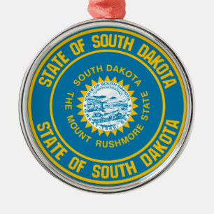 South Dakota Round Emblem Metal Ornament