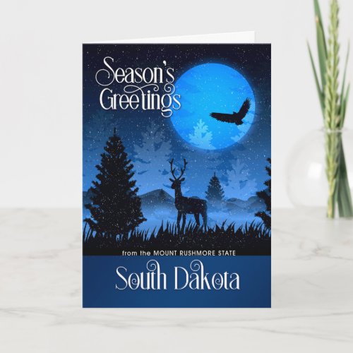 South Dakota Seasons Greetings Woodland Deer Holiday Card