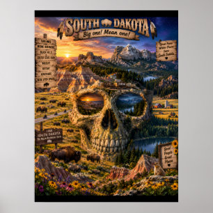 South Dakota Skull Art Print   State of Mind