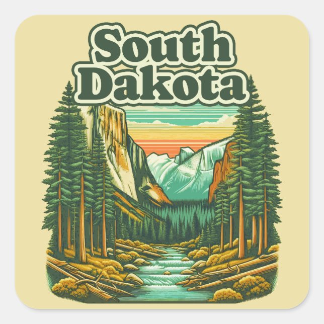 South Dakota Square Sticker (Front)