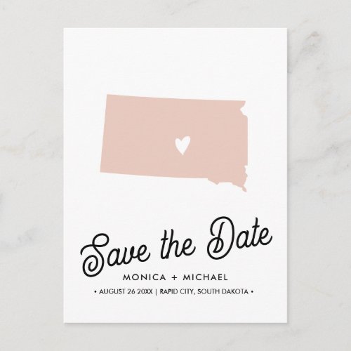 SOUTH DAKOTA State Destination Wedding ANY COLOR Announcement Postcard