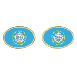 South Dakota State Flag Design Gold Cufflinks