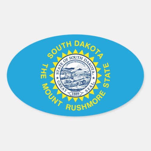 South Dakota State Flag Design Oval Sticker