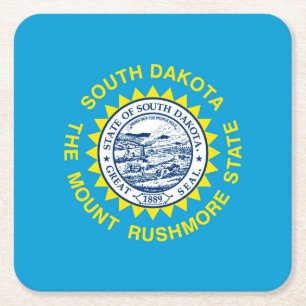 South Dakota State Flag Design Square Paper Coaster