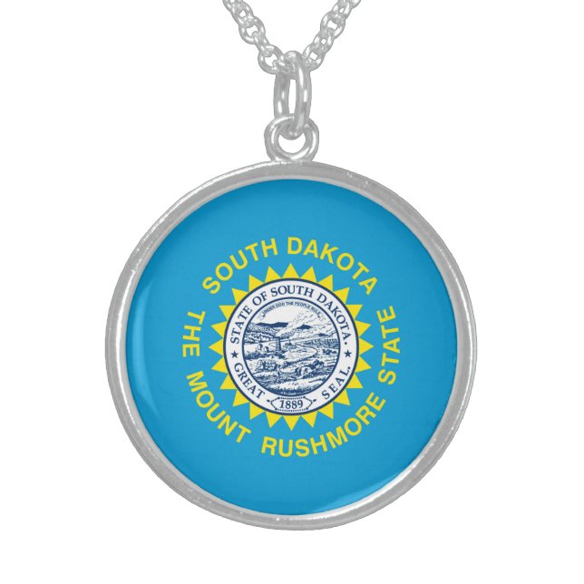 South Dakota State Flag Design Sterling Silver Necklace (Front)