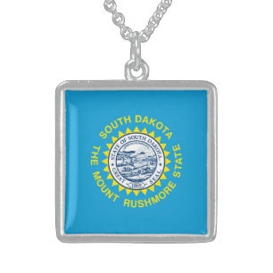 South Dakota State Flag Design Sterling Silver Necklace