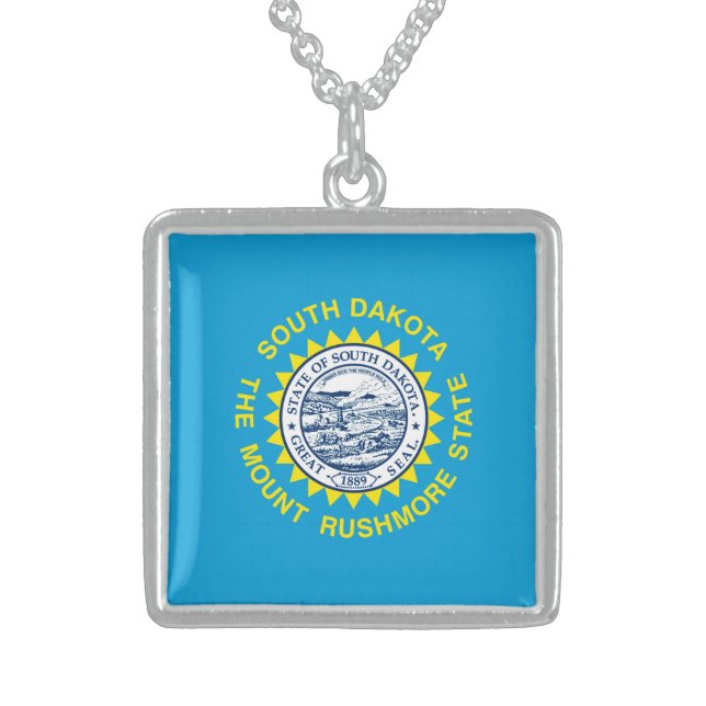 South Dakota State Flag Design Sterling Silver Necklace (Front)