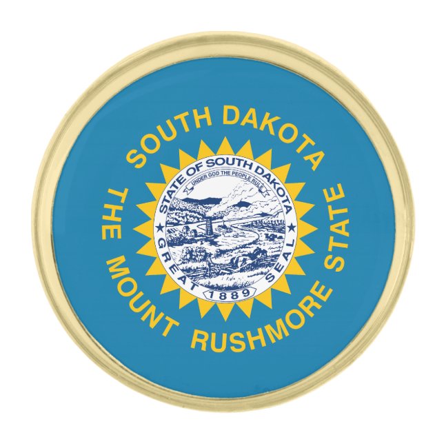 South Dakota State Flag Gold Finish Lapel Pin (Front)