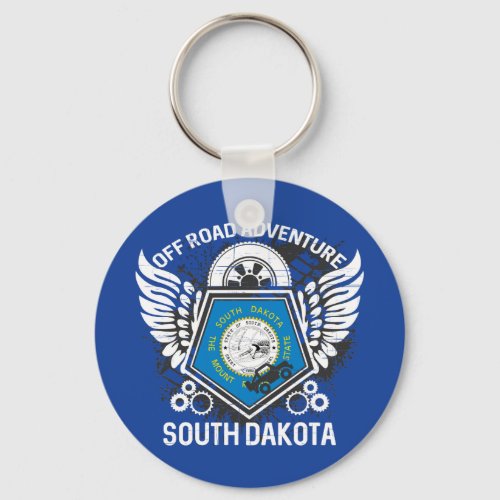 South Dakota State Flag Off Road Adventure 4x4 Keychain