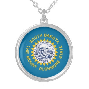 South Dakota State Flag Silver Plated Necklace
