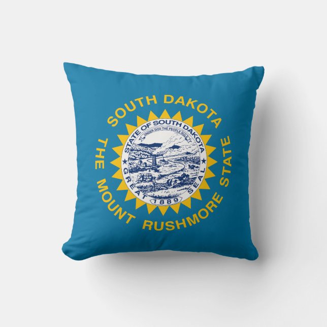 South Dakota State Flag Throw Pillow (Front)