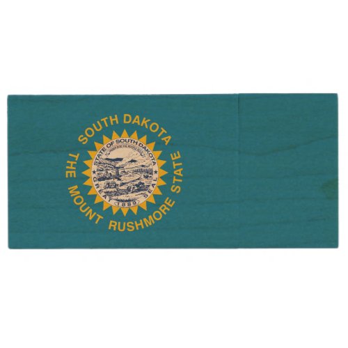 South Dakota State Flag Wood Flash Drive