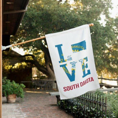 South Dakota State Love USA House Flag