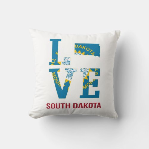 South Dakota State Love USA Throw Pillow