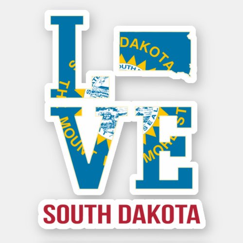 South Dakota State Love USA Vinyl Sticker