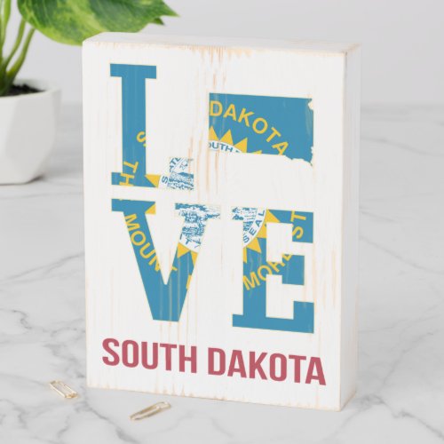 South Dakota State Love USA Wooden Box Sign