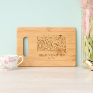 South Dakota state map outline newly weds USA Engraved Cutting Board