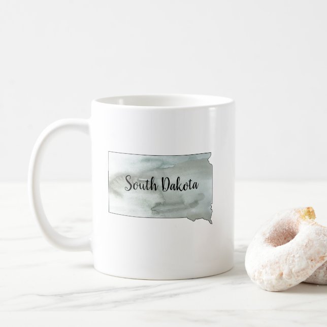 South Dakota State Outline Painting Coffee Mug (With Donut)