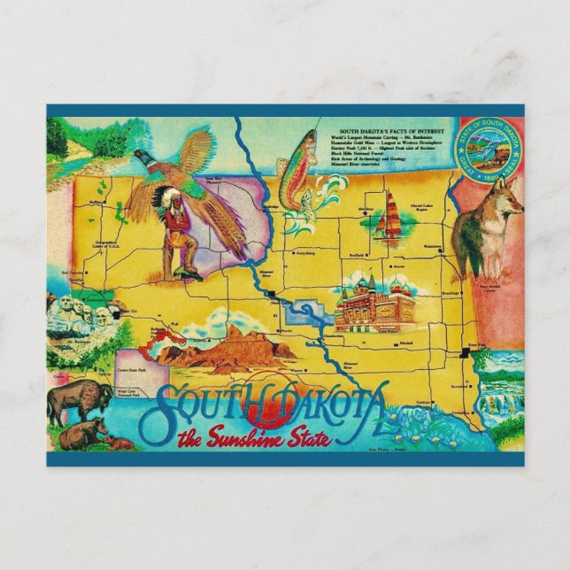 South Dakota State Postcard  (Front)